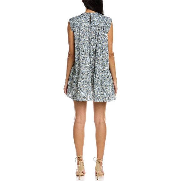Les Rêveries Womens  Tiered Mini Dress, Blue - Picture 2 of 3